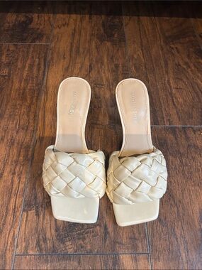 Marc Fisher Braided Ivory Slide Sandals